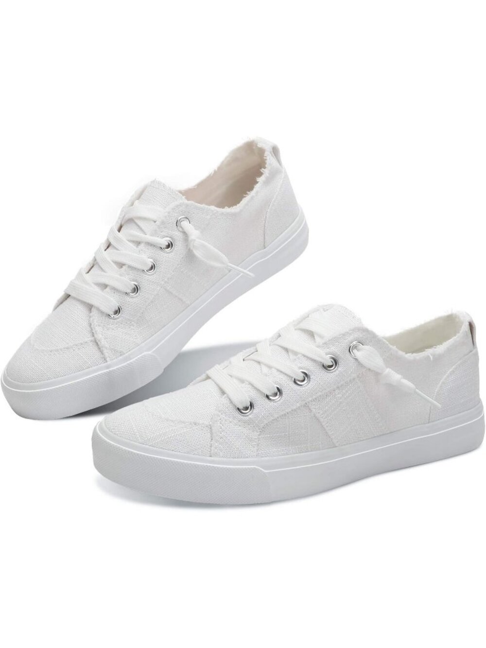 Women's White Linen Flat Pull On Comfortable Canvas Slip On Casual Leopard Shoes